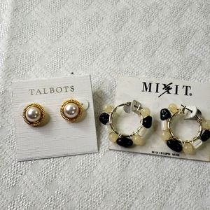 2 New pair pierced earrings Talbots Mixit  NWOT
